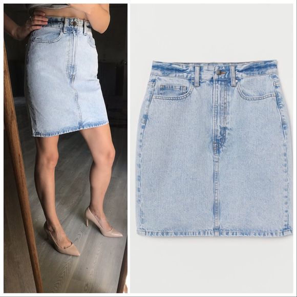 H&M Dresses & Skirts - Washed Denim Skirt High Waist US 4 NWT H&M